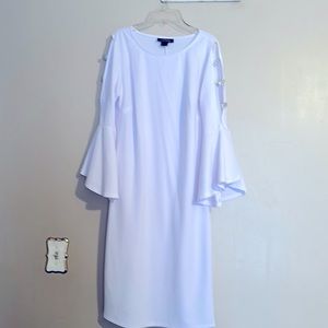 White bell sleeve dress